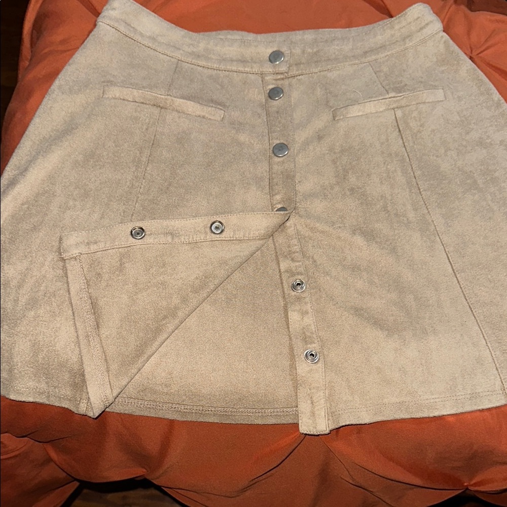 Velvet Tan Button-Front Skirt, Size M